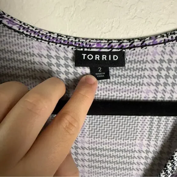 Torrid Purple Houndstooth Plaid Midi Studio Wrap Dress 2X 18491205 - Picture 7 of 15